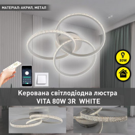   Esllse Керована світлодіодна люстра VITA 80W 3R-APP-500x130-WHITE/CLEAR-220-IP20 (10123)