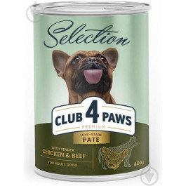   Клуб 4 Лапи Premium Selection Adult Dog Chicken Beef Pate 400 г (4820215368674)