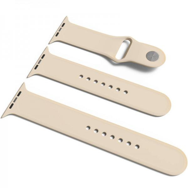 Epik Силиконовый ремешок для Apple Watch Sport Band 38 / 40 (S/M & M/L) 3pcs Бежевый / Antigue White - зображення 1