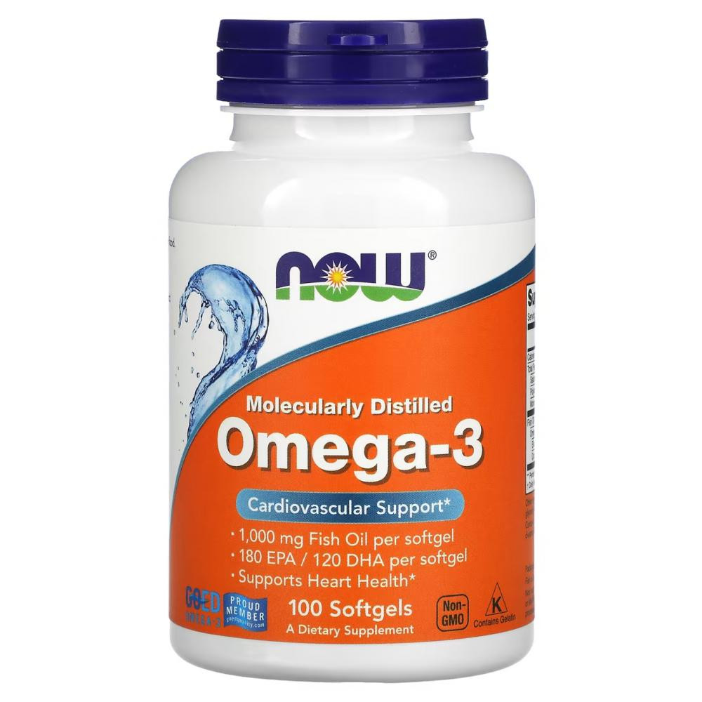 Now Омега-3, Omega-3, , 100 гелевых капсул, (NOW-01650) - зображення 1