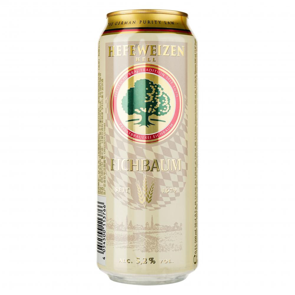 Eichbaum Пиво  Premium Hefeweizen Hell світле нефільтроване, 5,2%, ж/б, 0,5 л (574252) (4054500113766) - зображення 1