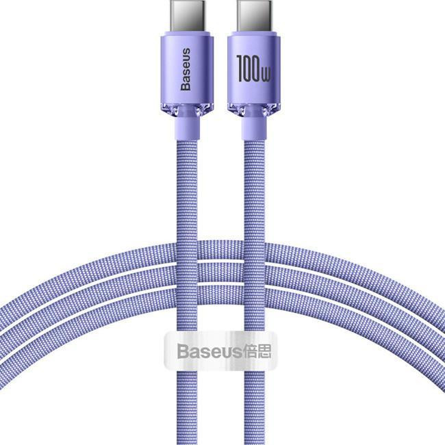 Baseus Crystal Shine Series Fast Charging Data Cable Type-C to Type-C 100W 1.2m Purple (CAJY000605) - зображення 1