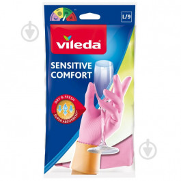   Vileda Перчатки латексные для деликатных работ Sensitive ComfortPlus, , размер L, 1 шт. (4003790006890)