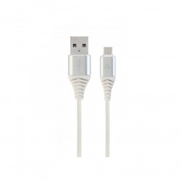   Cablexpert Premium Cotton Braided Micro-USB Silver/White 2m (CC-USB2B-AMMBM-2M-BW2)