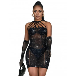    Сукня Star Night Sparkle Rhinestone Fishnet Dress, чорна