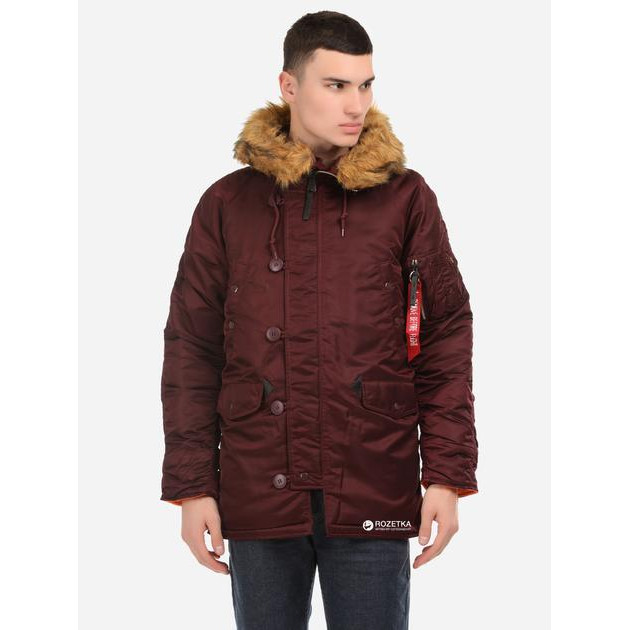 Alpha Industries Парка  Slim Fit N-3B Parka S Maroon/Orange - зображення 1