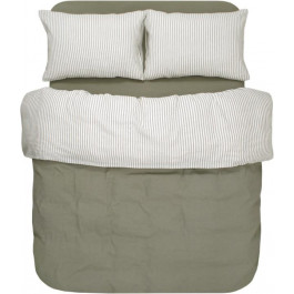   Lotus Постільна білизна  євро 200 x 220 см Karlin stripe linen Хлопок Лен Хакі (svt-2000022333511)