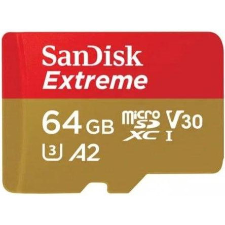 SanDisk 64 GB microSDXC UHS-I U3 V30 A2 Extreme (SDSQXAH-064G-GN6MA) - зображення 1