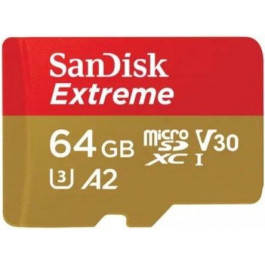   SanDisk 64 GB microSDXC UHS-I U3 V30 A2 Extreme (SDSQXAH-064G-GN6MA)