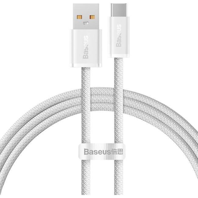 Baseus Dynamic Series Fast Charging Data Cable USB to Type-C 100W 1m White (CALD000602) - зображення 1