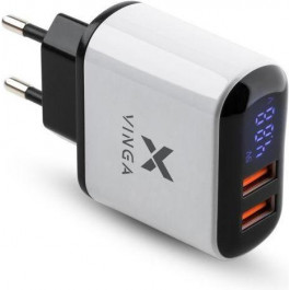   Vinga 2 Port QC3.0 Display Wall Charger (VWCQAADW)