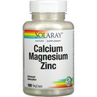   Solaray Calcium Magnesium Zinc Кальцій магній і цинк 100 веганських капсул