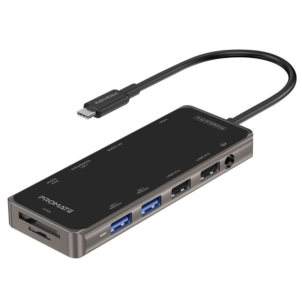 Promate Ultra-Fast Multiport USB-C Hub (primehub-pro.grey) - зображення 1