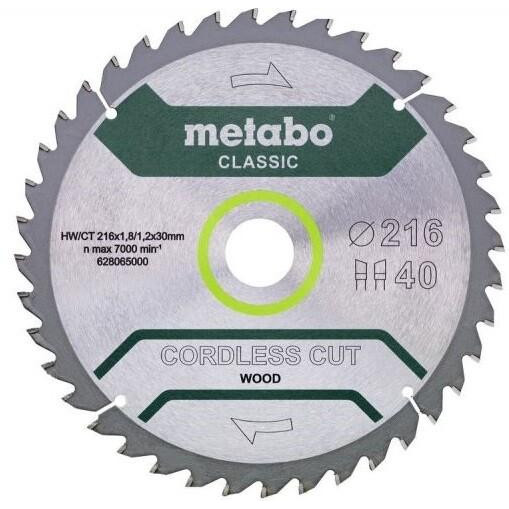 Metabo Cordless cut Wood Classic, 216x30 Z40 WZ 5° /B (628654000) - зображення 1