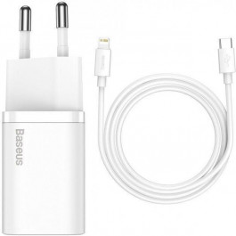   Baseus Super Si Quick Charger White w/Type-C - Lightning Cable (TZCCSUP-B02)