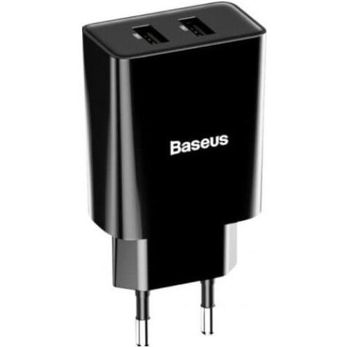 Baseus Speed Mini Dual U Charger 10.5W Black (CCFS-R01) - зображення 1