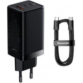   Baseus GaN3 Pro Fast Charger 2xType-C+USB 65W Black (CCGP050101)