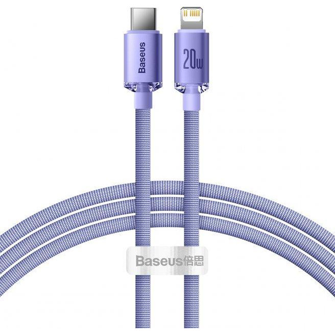 Baseus Crystal Shine Series Fast Charging Data Cable Type-C to Lightning 1.2m Purple (CAJY000205) - зображення 1