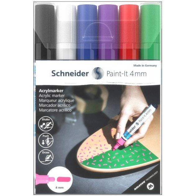 Schneider Набір маркерів акрилових  Paint-it 320 4мм Wallet Set1 6 кольорів №S120295 - зображення 1