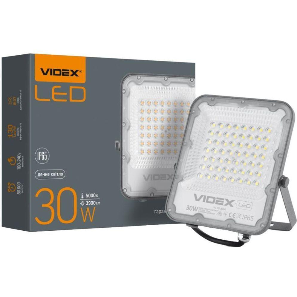 VIDEX LED прожектор 30W  PREMIUM 5000K серый VL-F2-305G - зображення 1