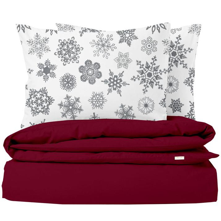 COSAS Комплект постільної білизни  Підлітковий 160x220 Ranfors Bordo El Snowflakes Grey 160x220 (482205207 - зображення 1