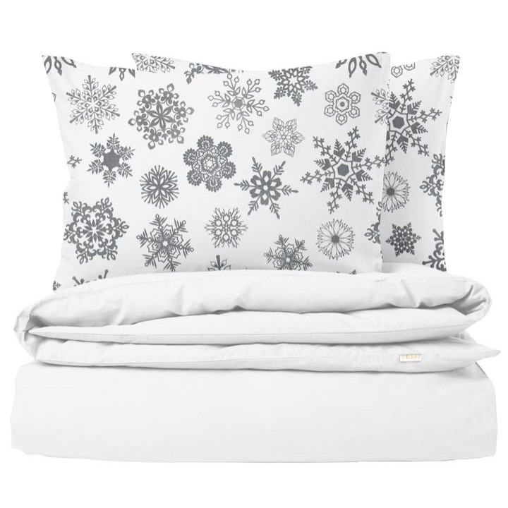 COSAS Комплект постільної білизни  Підлітковий 160x220 Ranfors White El Snowflakes Grey (4822052077948) - зображення 1