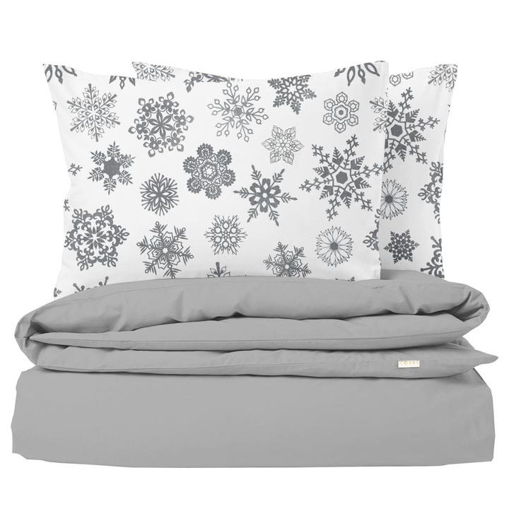 COSAS Комплект постільної білизни  Підлітковий 160x220 Ranfors Grey El Snowflakes Grey (4822052077887) - зображення 1