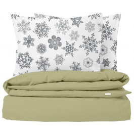   COSAS Комплект постільної білизни  Євро 200х220 Ranfors Olive El Snowflakes Grey (4822052078471)