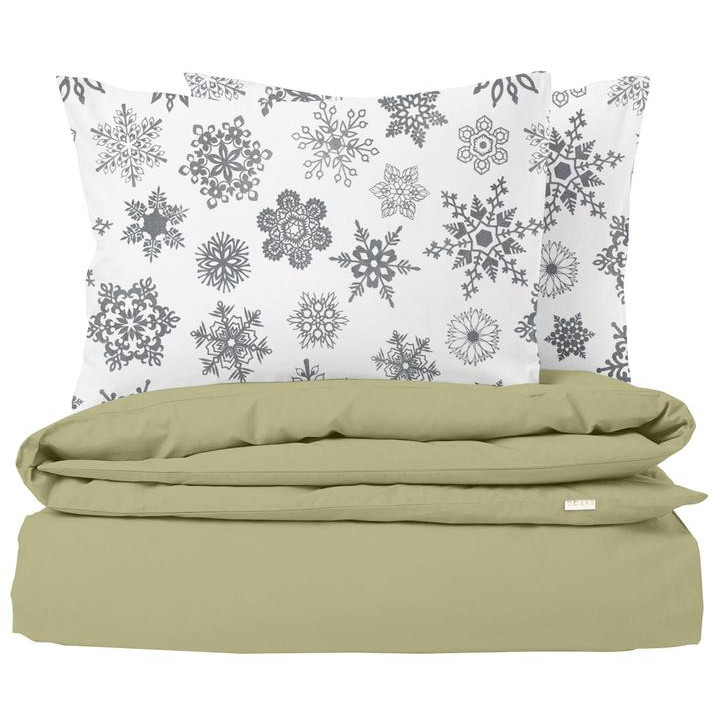 COSAS Комплект постільної білизни  Євро 200х220 Ranfors Olive Snowflakes Grey (4822052078334) - зображення 1