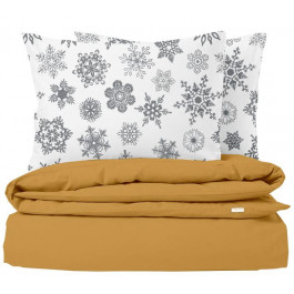   COSAS Комплект постільної білизни  Євро 200х220 Ranfors Mustard Snowflakes Grey (4822052078327)