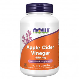   Now Яблочный уксус сидровый, Apple Cider Vinegar, Foods, 450 мг, 180кап.