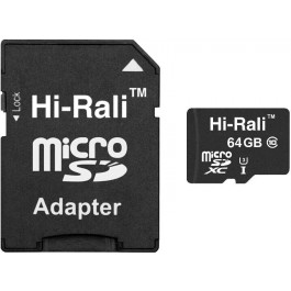   Hi-Rali 64 GB microSDXC class 10 UHS-I (U3) + SD Adapter HI-64GBSDU3CL10-01