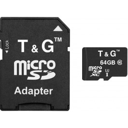   T&G 64 GB microSDXC Class 10 UHS-I (U3) + SD-adapter  TG-64GBSDU3CL10-01