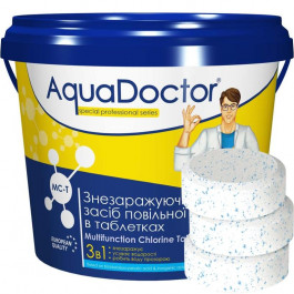   AquaDOCTOR Хлор длительный  МСТ 3в1 (1 кг) 200гр большие таблетки медленно растворимые для дезинфекции, борьбы 