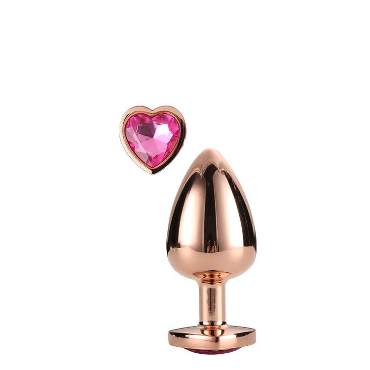 Dream toys Анальная пробка с сердцем GLEAMING LOVE ROSE GOLD PLUG MEDIUM (DT21790) - зображення 1