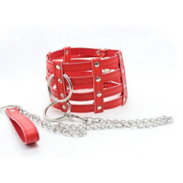   DS Fetish Нашийник з ланцюжком  Collar with chain leash red (262002013~99)