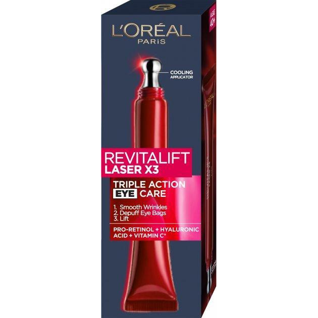 L'Oreal Paris Крем  Revitalift Лазер Х3 Регенерувальний глибокий догляд для шкіри навколо очей 15 мл (360052225175 - зображення 1