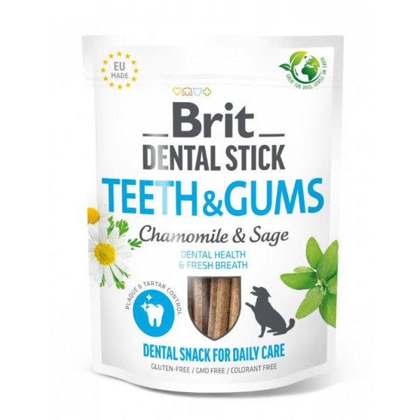 Brit Dental Stick Teeth & Gums ромашка і шавлія 7 шт 251 г (112102) - зображення 1