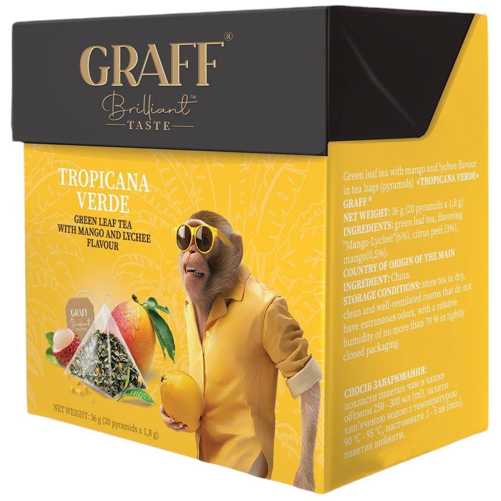 Graff Чай зелений  Tropicana verde у пірамідках 36 г (20 шт. х 1.8 г) (4820279611112) - зображення 1