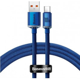   Baseus Crystal Shine Series Fast Charging Data Cable USB to Type-C 100W 1.2m Blue (CAJY000403)