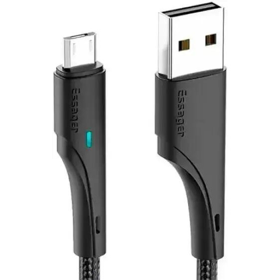 Essager Rousseau Fast Charging Cable USB Type-A to Micro-USB 2m Black (EXCM-LSA01) - зображення 1