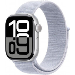   Apple Watch Series 10 GPS + Cellular 46mm Silver Aluminum Case w. Blue Cloud S. Loop (MWY23)