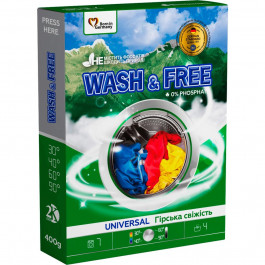   Wash&Free Порошок для прання універсальний , гірська свіжість, 400 г (4262396141897)