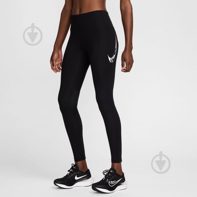 Nike Спортивні легінси високі жіночі  W Nk Df Fast Mr 7/8 Tight Sw FV6682-010 M Чорні (197596872415) - зображення 1