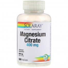   Solaray Magnesium Citrate 400 mg 180 Veg Caps Цитрат магнію