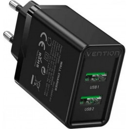   Vention 2-port USB A+A Black (FBAB0-EU)