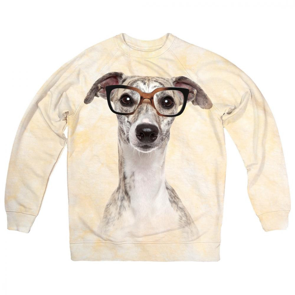 TKT Import Світшот бавовняний бежевий з принтом Dog in Glasses  4500014 M - зображення 1