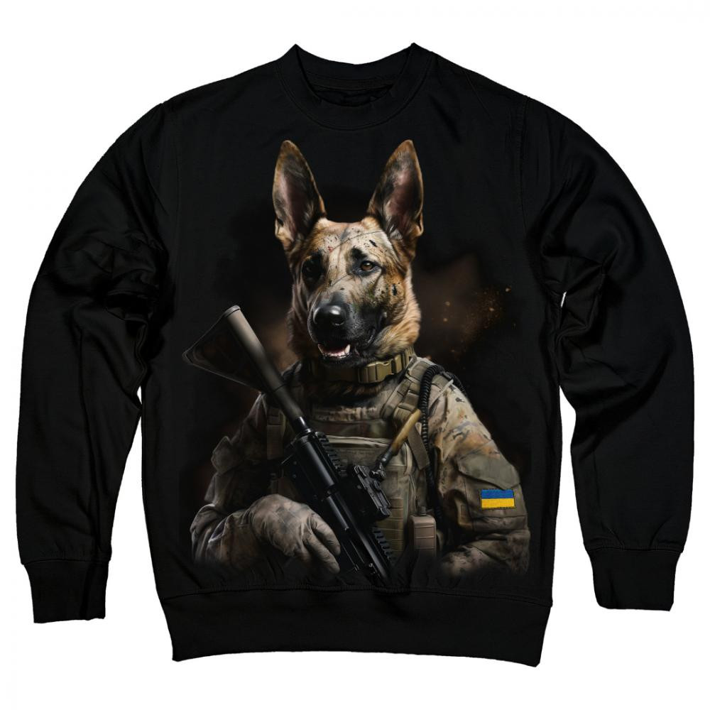 TKT Import Світшот бавовняний чорний з принтом Military Dog  7500201-black L - зображення 1