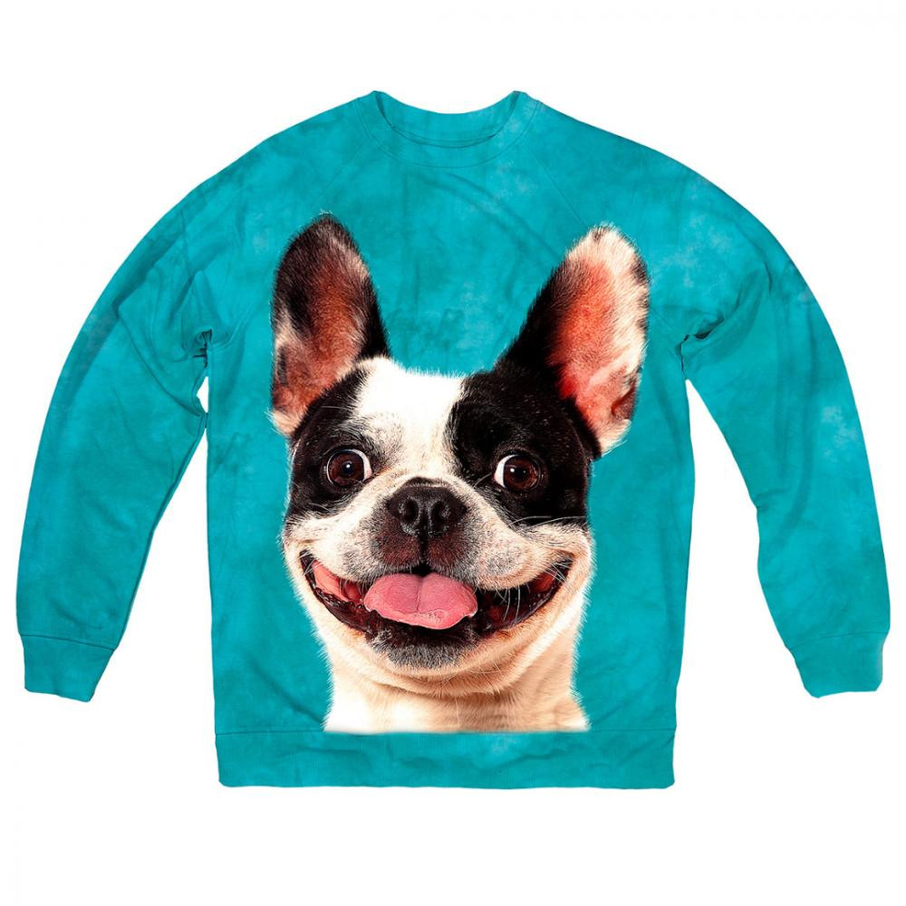 TKT Import Світшот бавовняний блакитний з принтом Guess Who Frenchie  4500041 XL - зображення 1