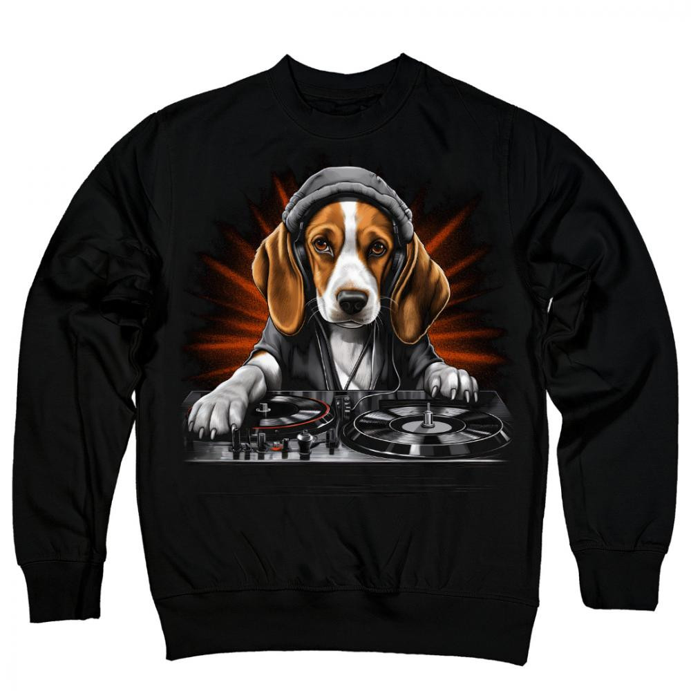 TKT Import Світшот бавовняний чорний з принтом DJ Бігль  7500214-black XXL - зображення 1